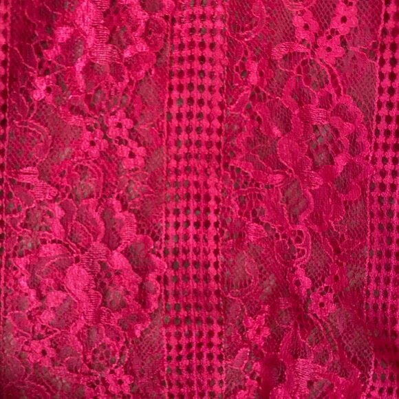 Anthropologie Maeve Open Back Lace Mini Dress 12 Red LS Pockets Mock Neck NWT - Picture 14 of 16